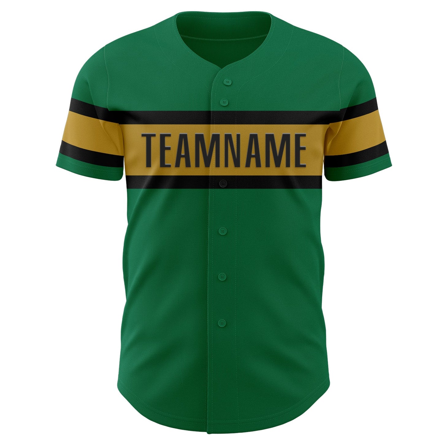Custom Kelly Green Old Gold-Black Authentic Baseball Jersey view 2