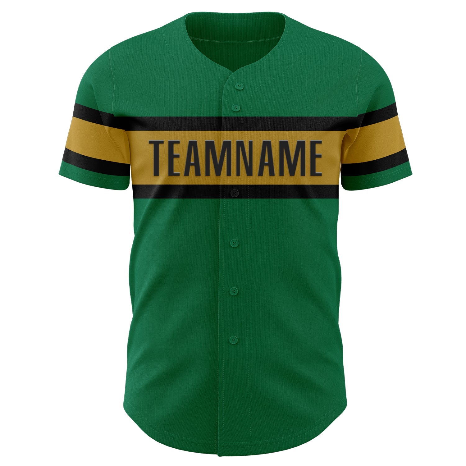 Custom Kelly Green Old Gold-Black Authentic Baseball Jersey view 2