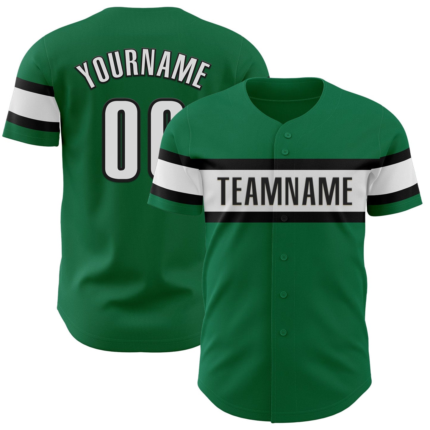 Custom Kelly Green White-Black Authentic Baseball Jersey - Main View