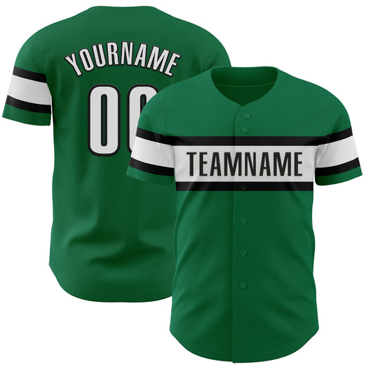 Custom Kelly Green White-Black Authentic Baseball Jersey - Main View