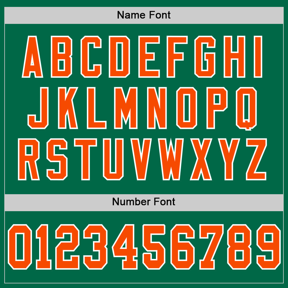 Custom Kelly Green Orange-White Mesh Authentic Throwback Football Jersey view 4