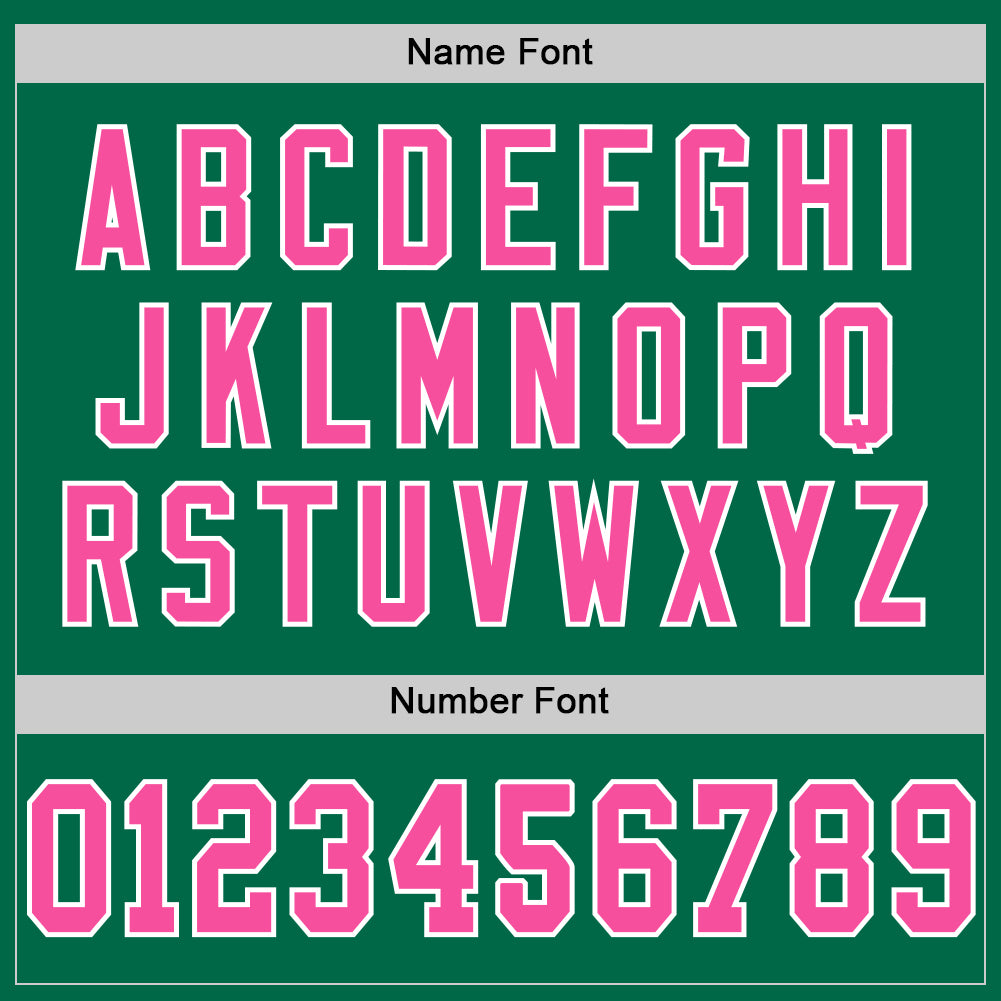 Custom Kelly Green Pink-White Mesh Authentic Throwback Football Jersey view 4