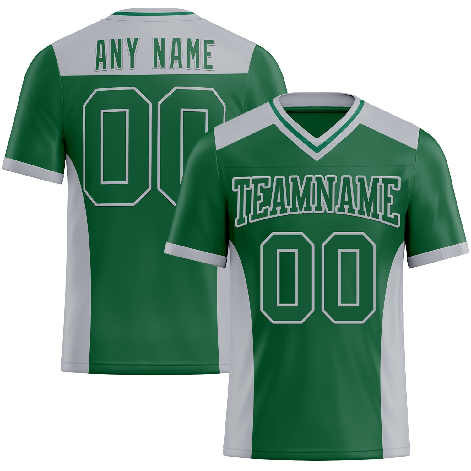 Custom Kelly Green Gray Authentic Football Jersey - Main View
