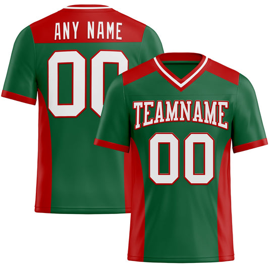 Custom Kelly Green White-Red Authentic Football Jersey - Main View