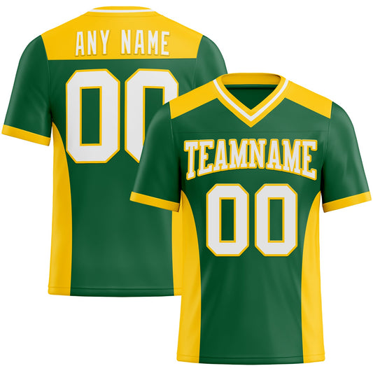 Custom Kelly Green White-Yellow Authentic Football Jersey - Main View