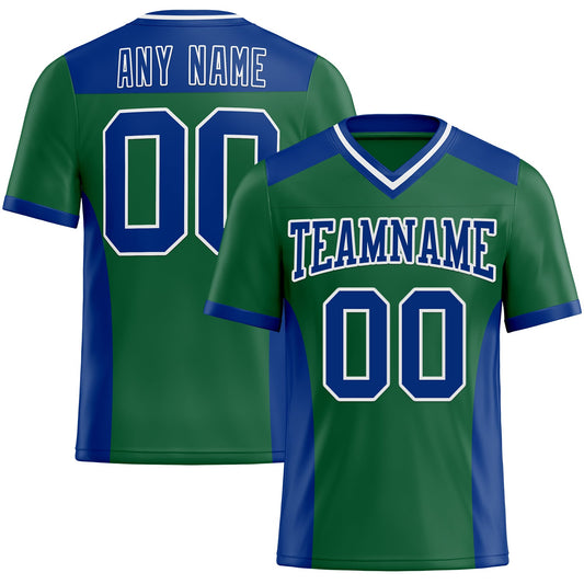 Custom Kelly Green Royal-White Authentic Football Jersey - Main View