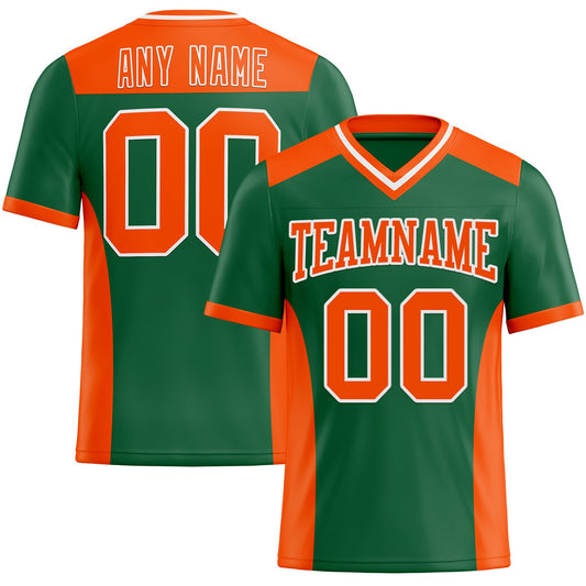 Custom Kelly Green Orange-White Authentic Football Jersey - Main View