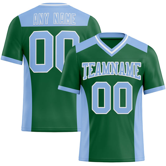 Custom Kelly Green Light Blue-White Authentic Football Jersey - Main View