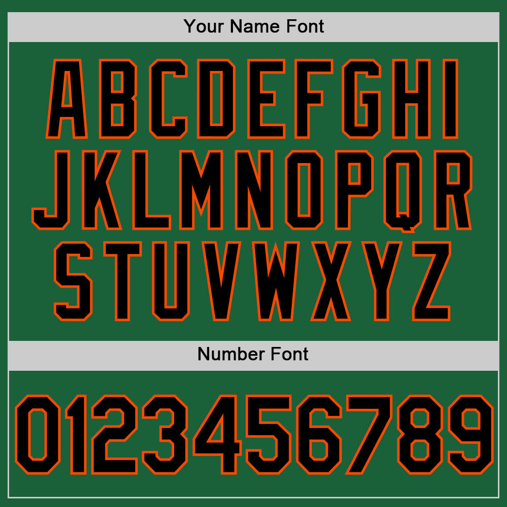 Custom Kelly Green Black-Orange Authentic Throwback Baseball Jersey view 5