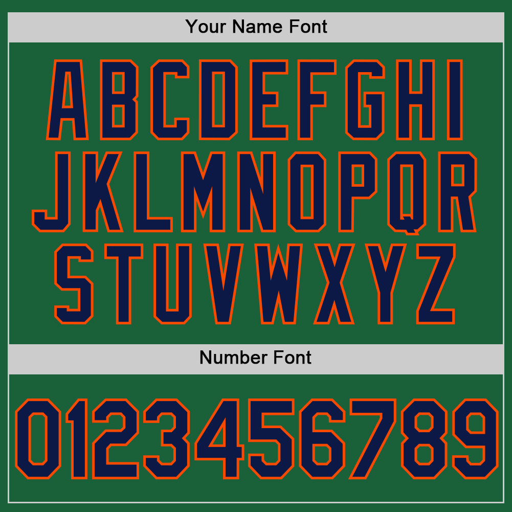 Custom Kelly Green Navy-Orange Authentic Throwback Baseball Jersey view 5