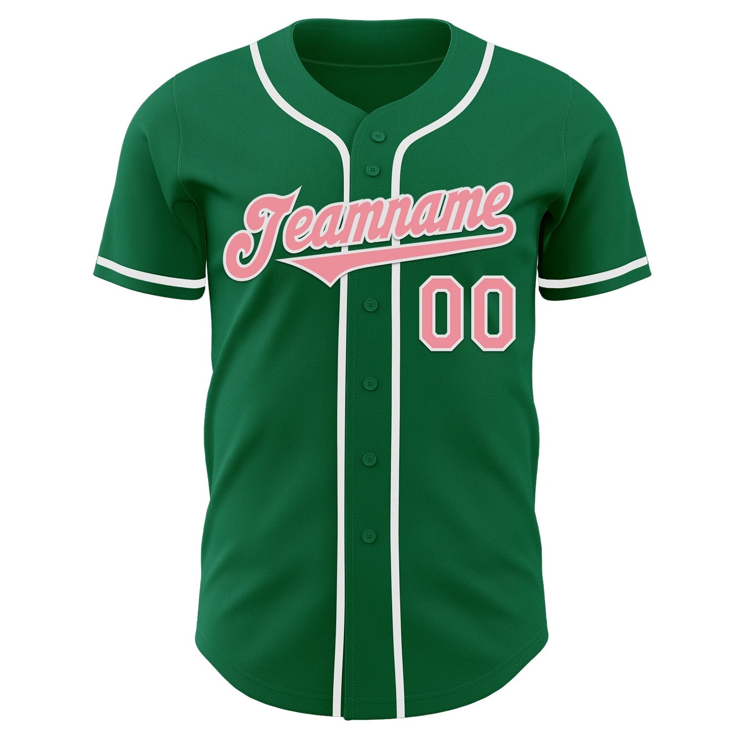 Custom Kelly Green Medium Pink-White Authentic Baseball Jersey view 2