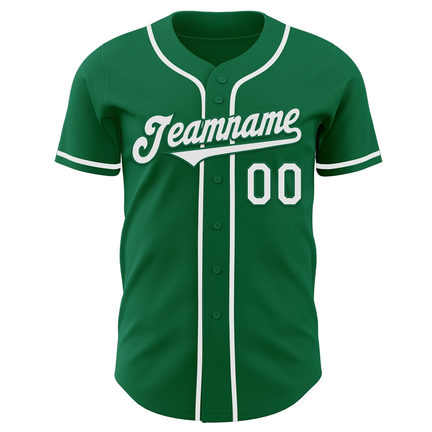 Custom Kelly Green White Authentic Baseball Jersey view 2