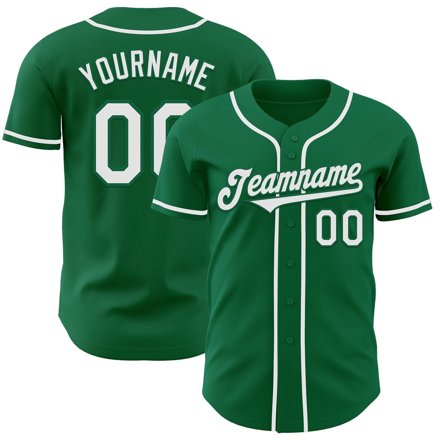 Custom Kelly Green White Authentic Baseball Jersey - Main View