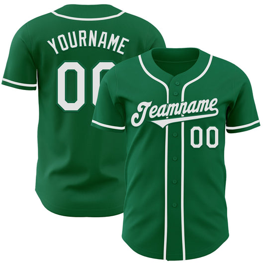 Custom Kelly Green White Authentic Baseball Jersey - Main View