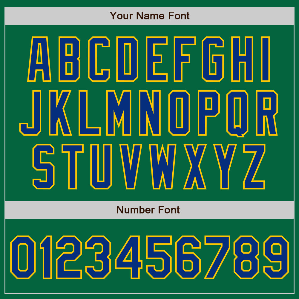 Custom Kelly Green Royal-Yellow Authentic Baseball Jersey view 5