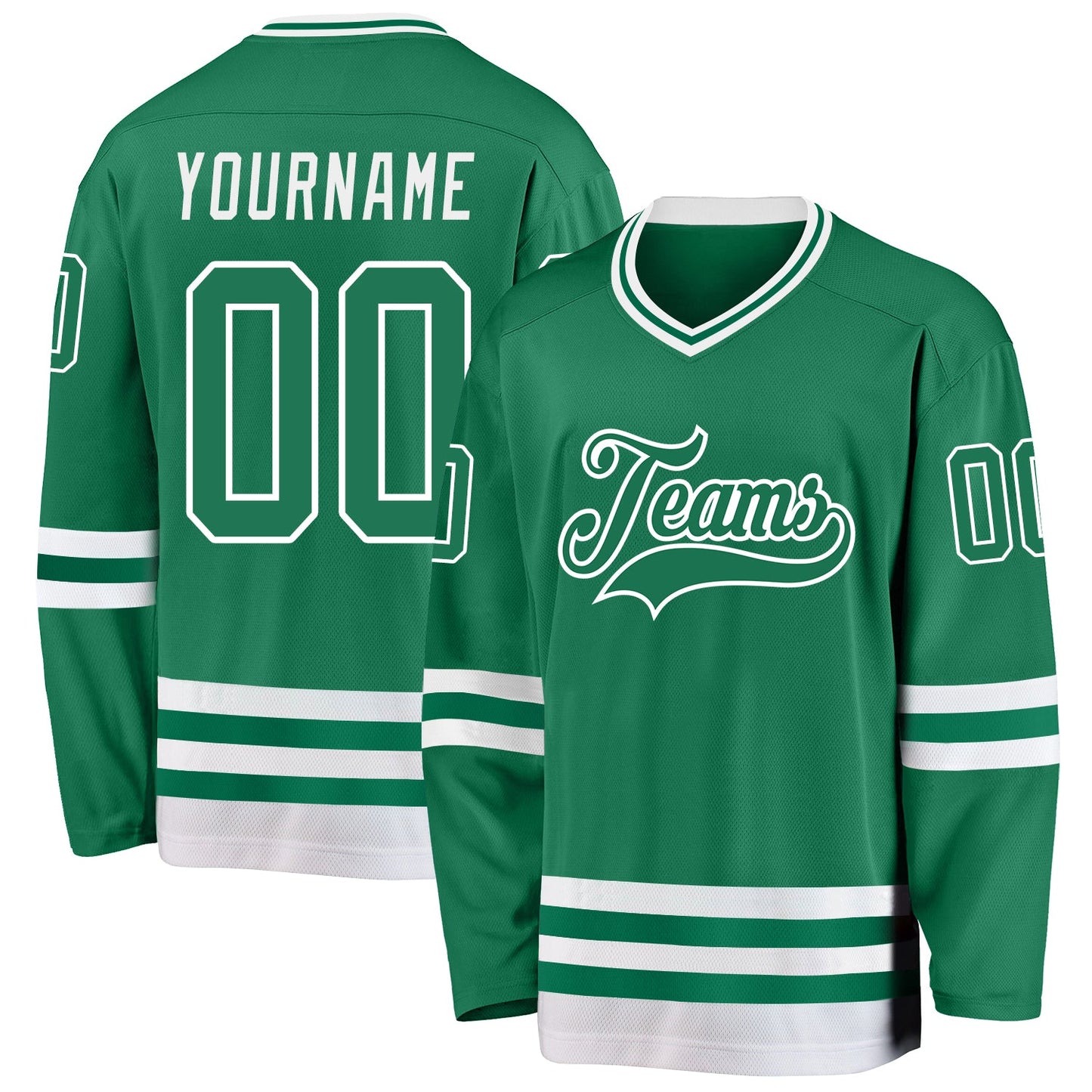 Custom Kelly Green White Hockey Jersey - Main View