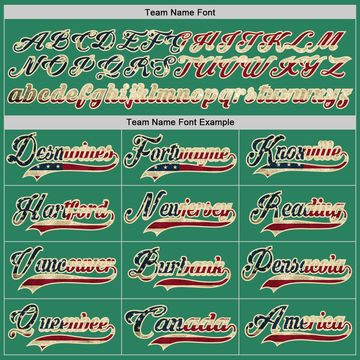 Custom Kelly Green Vintage USA Flag Cream-Red Hockey Jersey view 4