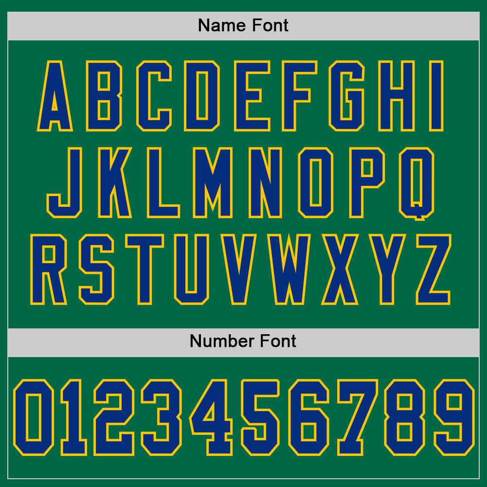 Custom Kelly Green Royal-Yellow Mesh Authentic Football Jersey view 4