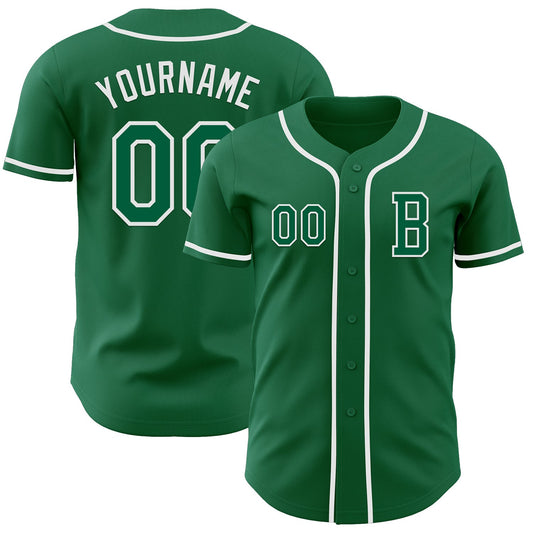 Custom Kelly Green White Authentic Baseball Jersey - Main View