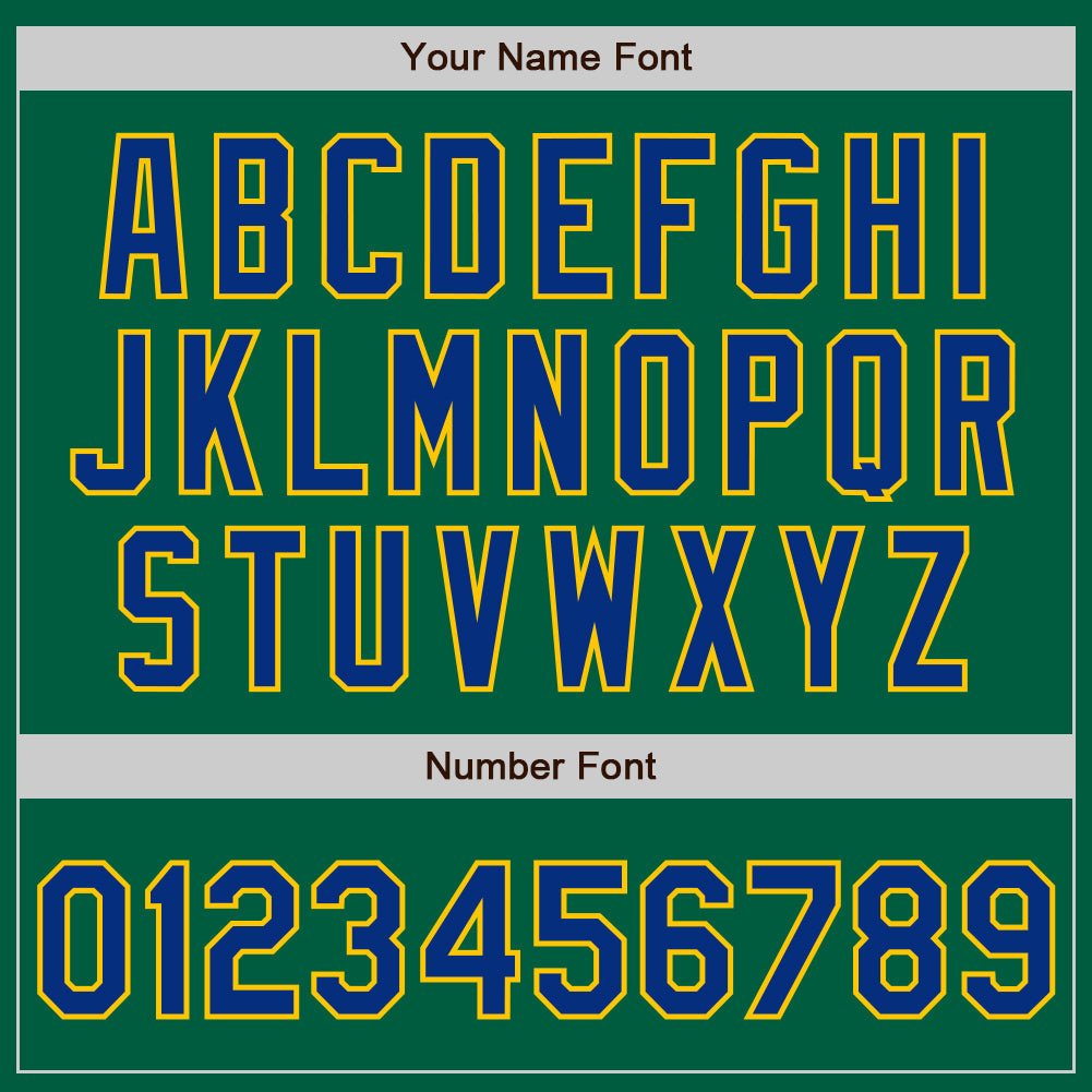 Custom Kelly Green Royal-Yellow Authentic Baseball Jersey view 8