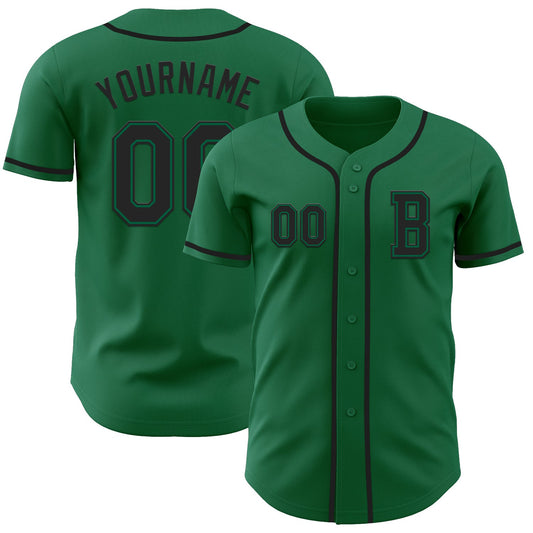Custom Kelly Green Black Authentic Baseball Jersey - Main View