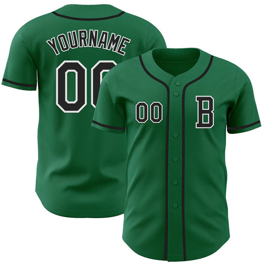 Custom Kelly Green Black-White Authentic Baseball Jersey - Main View