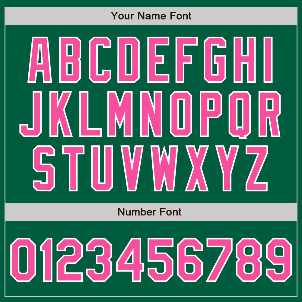 Custom Kelly Green Pink-White Authentic Baseball Jersey view 8
