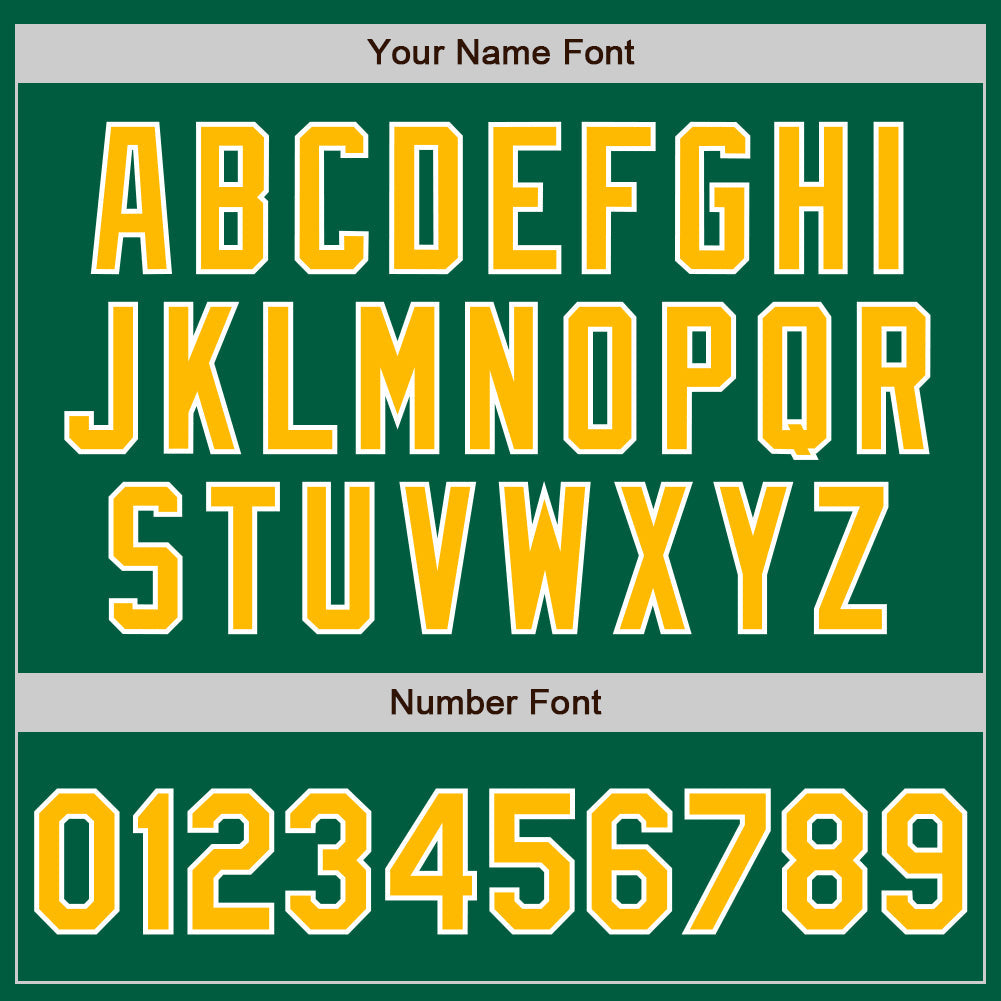 Custom Kelly Green Gold-White Authentic Baseball Jersey view 4