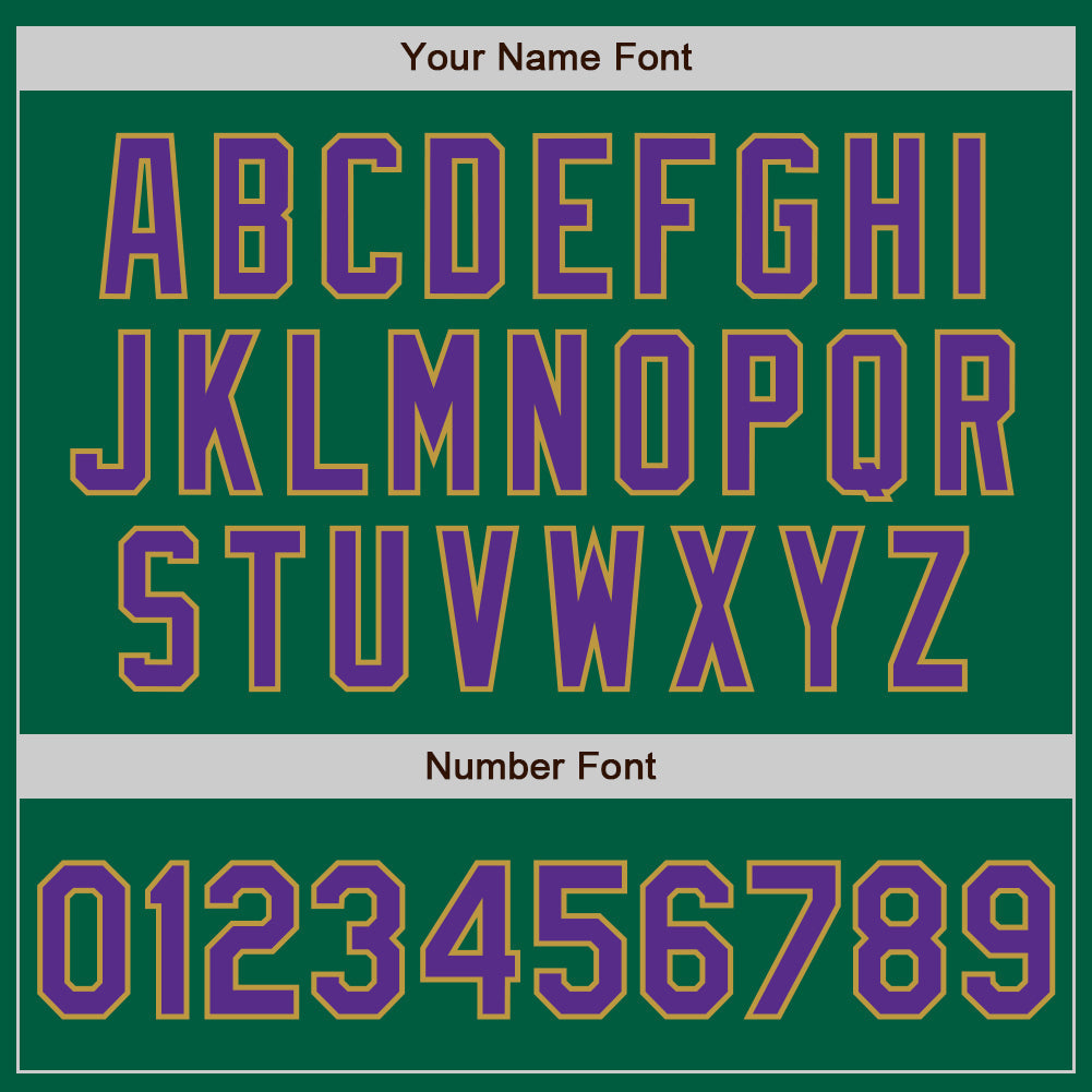 Custom Kelly Green Purple-Old Gold Authentic Baseball Jersey view 4