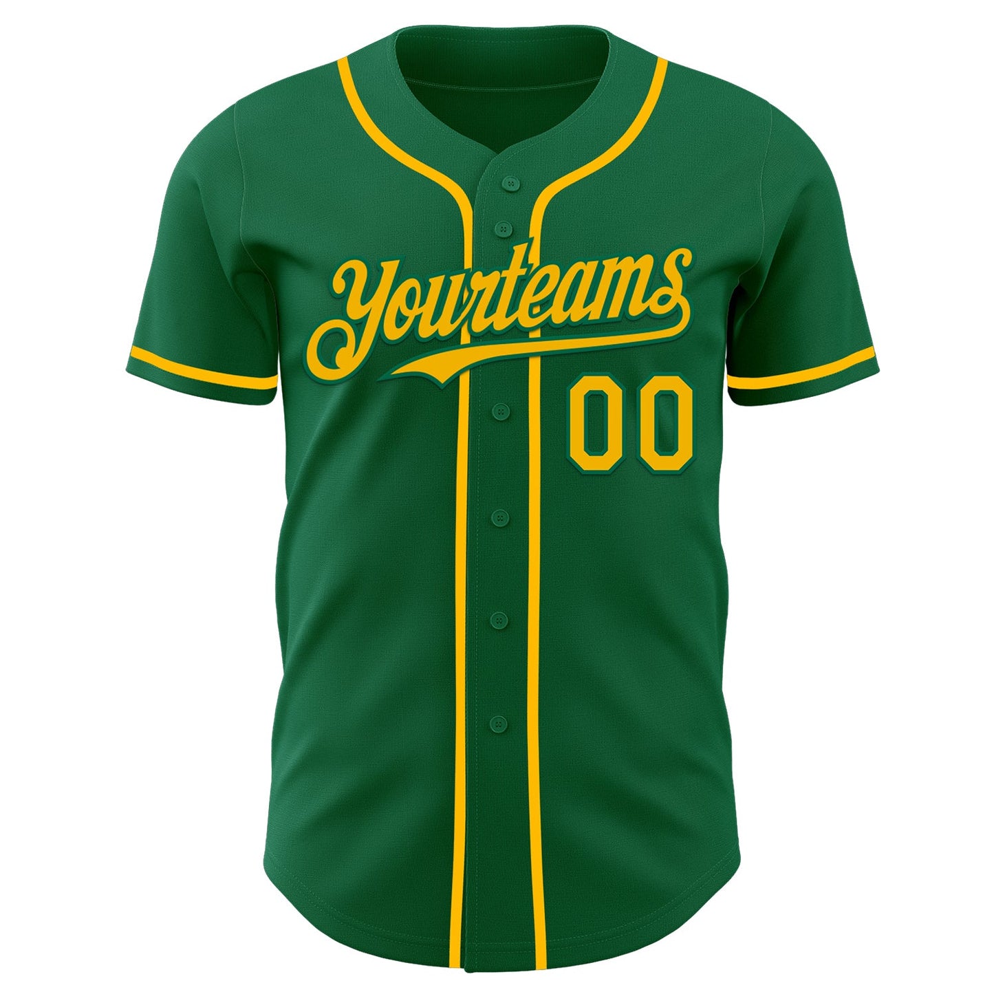 Custom Kelly Green Gold Authentic Baseball Jersey view 2