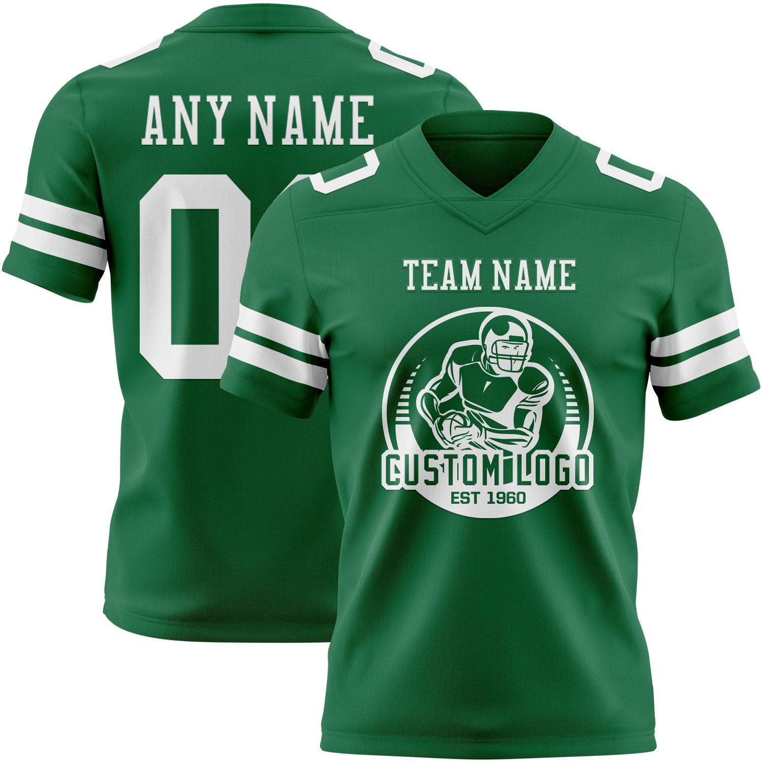 Custom Kelly Green White Authentic Football Jersey view 2
