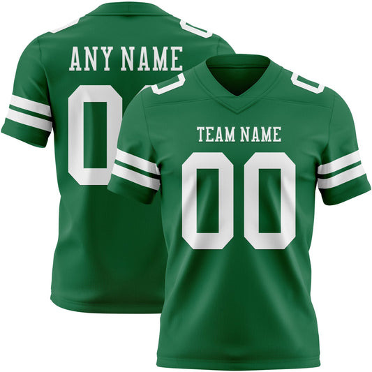 Custom Kelly Green White Authentic Football Jersey - Main View