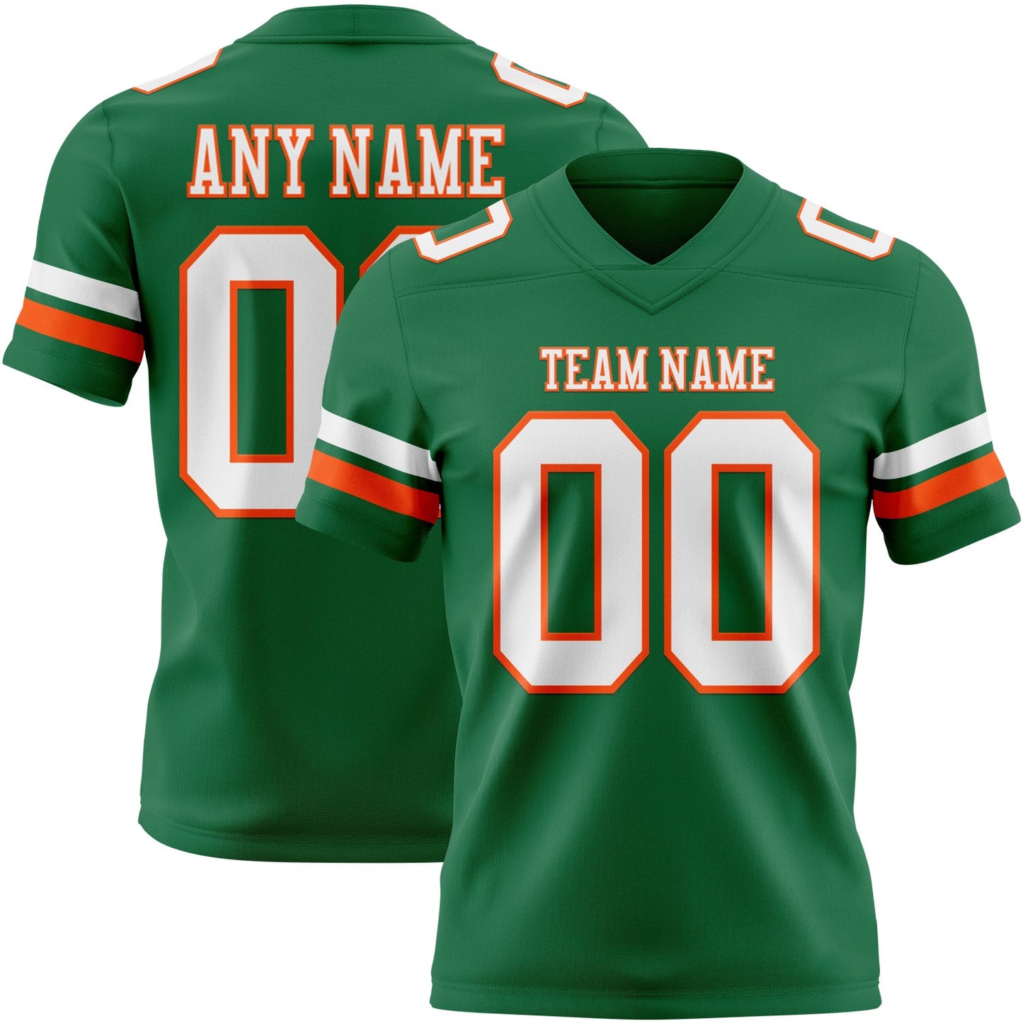 Custom Kelly Green White-Orange Authentic Football Jersey - Main View