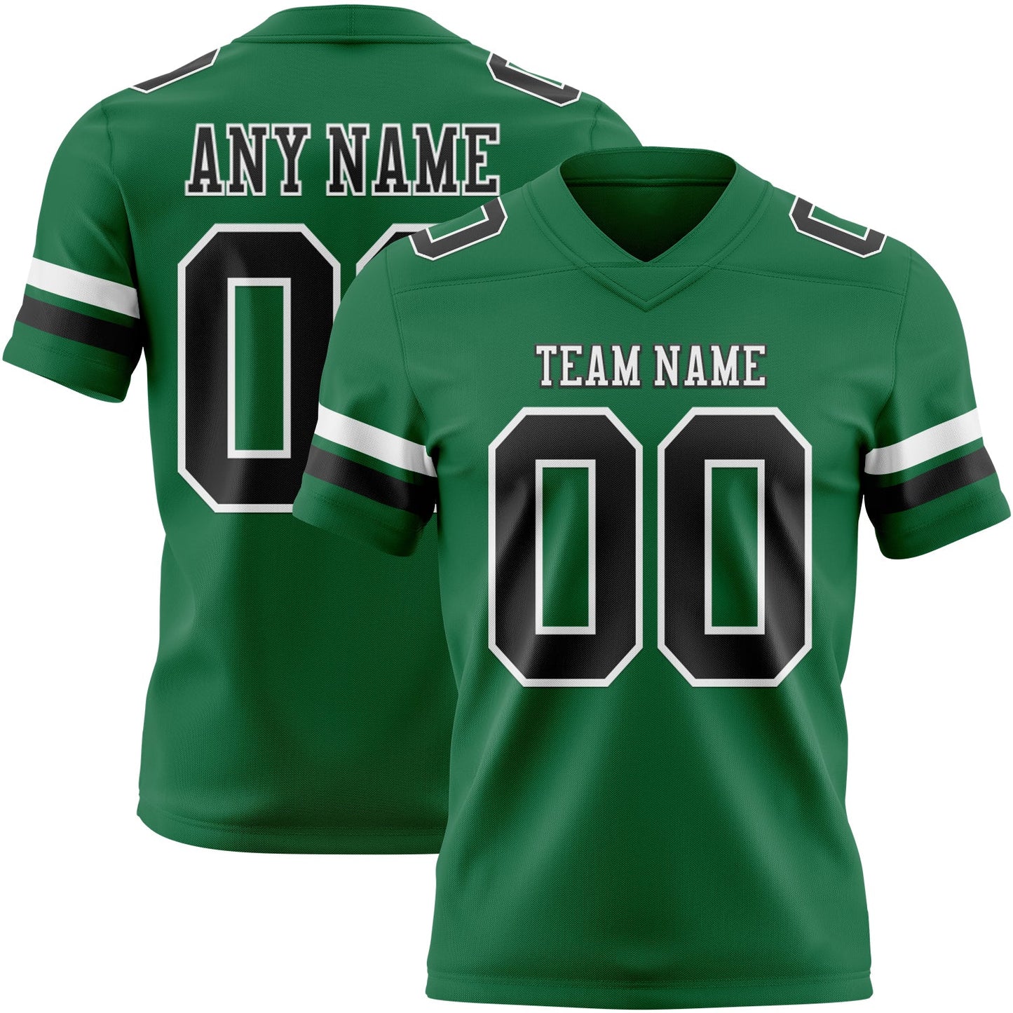 Custom Kelly Green Black-White Authentic Football Jersey - Main View