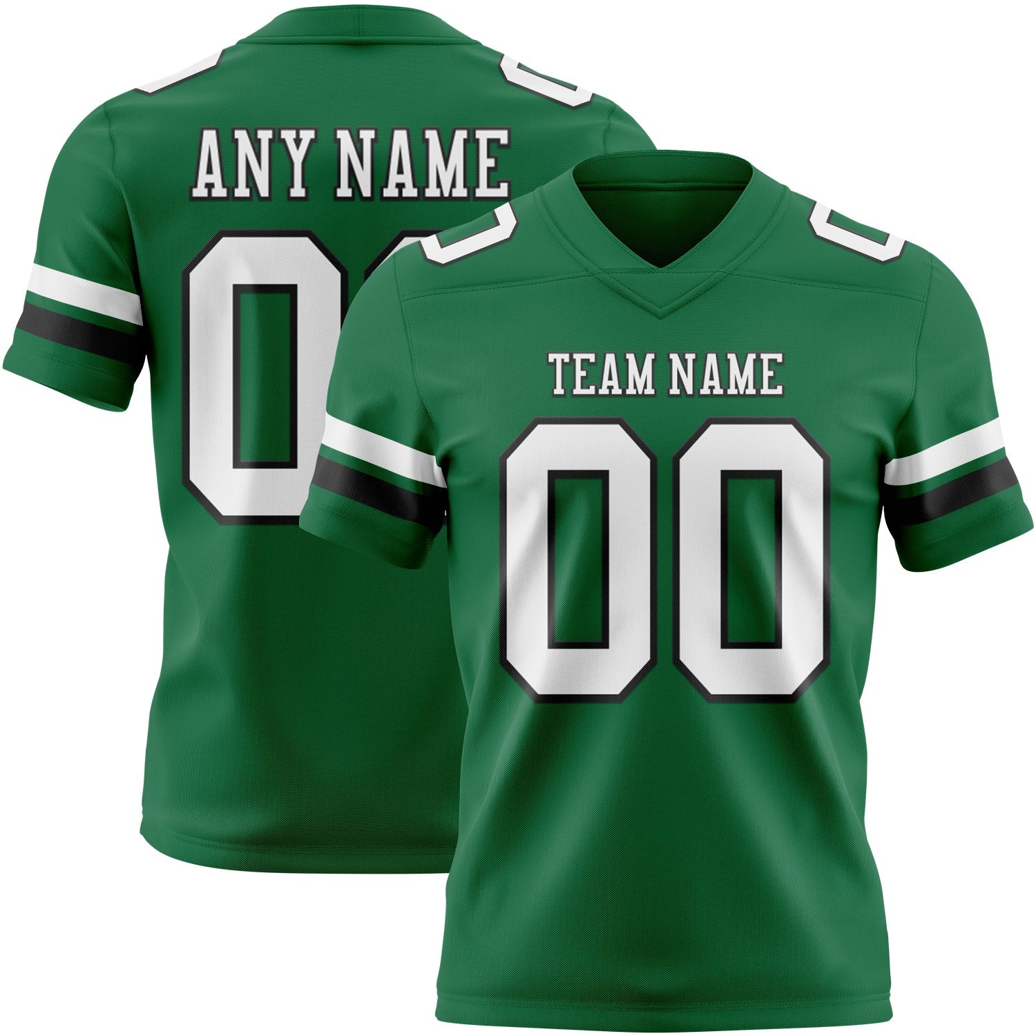 Custom Kelly Green White-Black Authentic Football Jersey - Main View