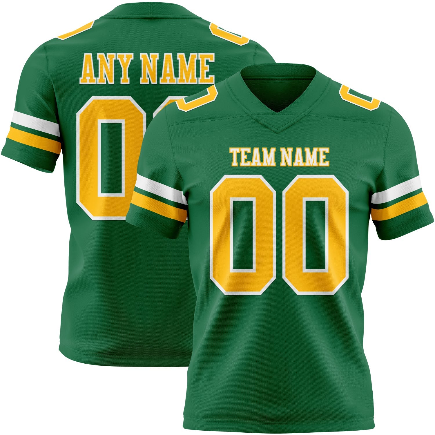 Custom Kelly Green Gold-White Authentic Football Jersey - Main View