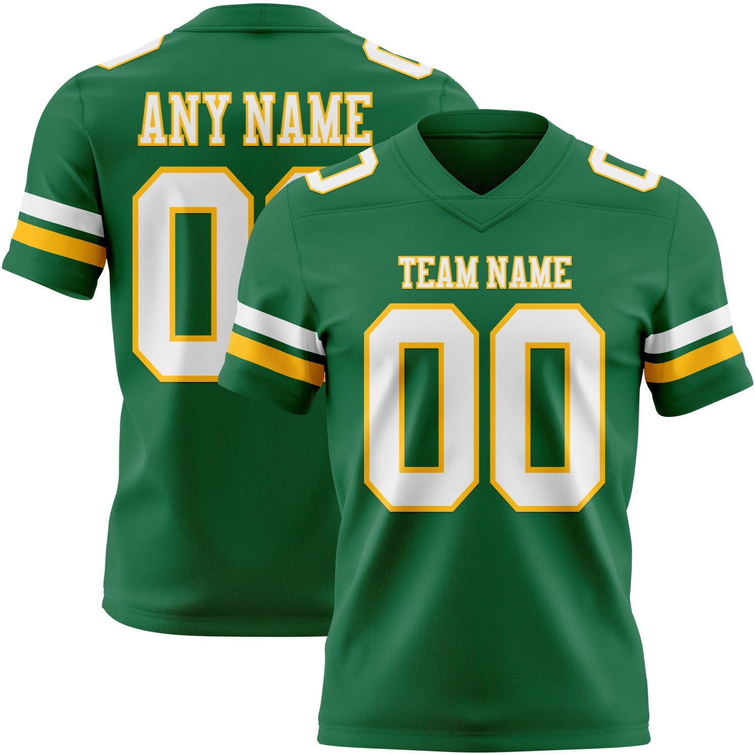 Custom Kelly Green White-Gold Authentic Football Jersey - Main View