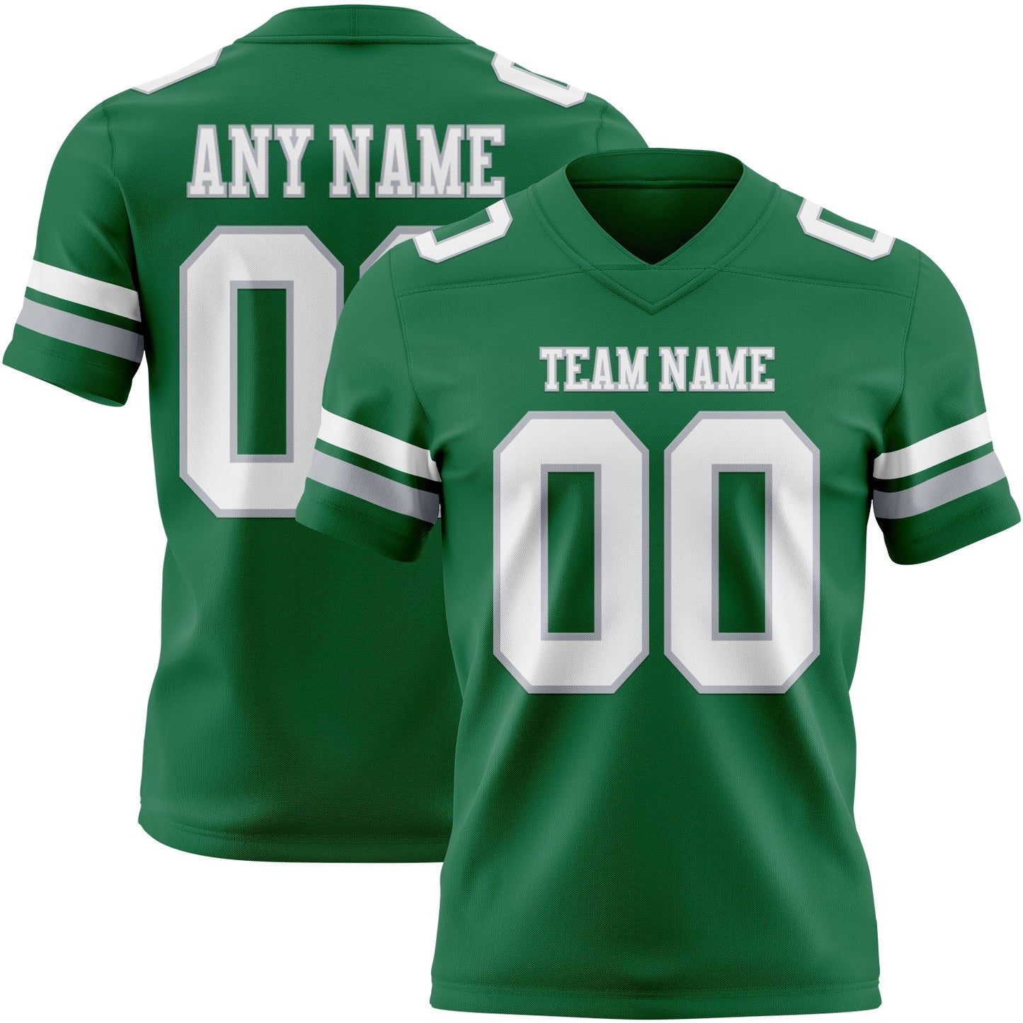 Custom Kelly Green White-Gray Authentic Football Jersey - Main View