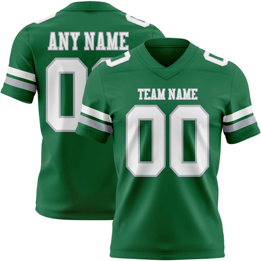 Custom Kelly Green White-Gray Authentic Football Jersey - Main View