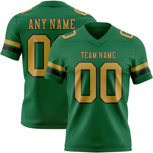 Custom Kelly Green Old Gold-Black Authentic Football Jersey - Main View