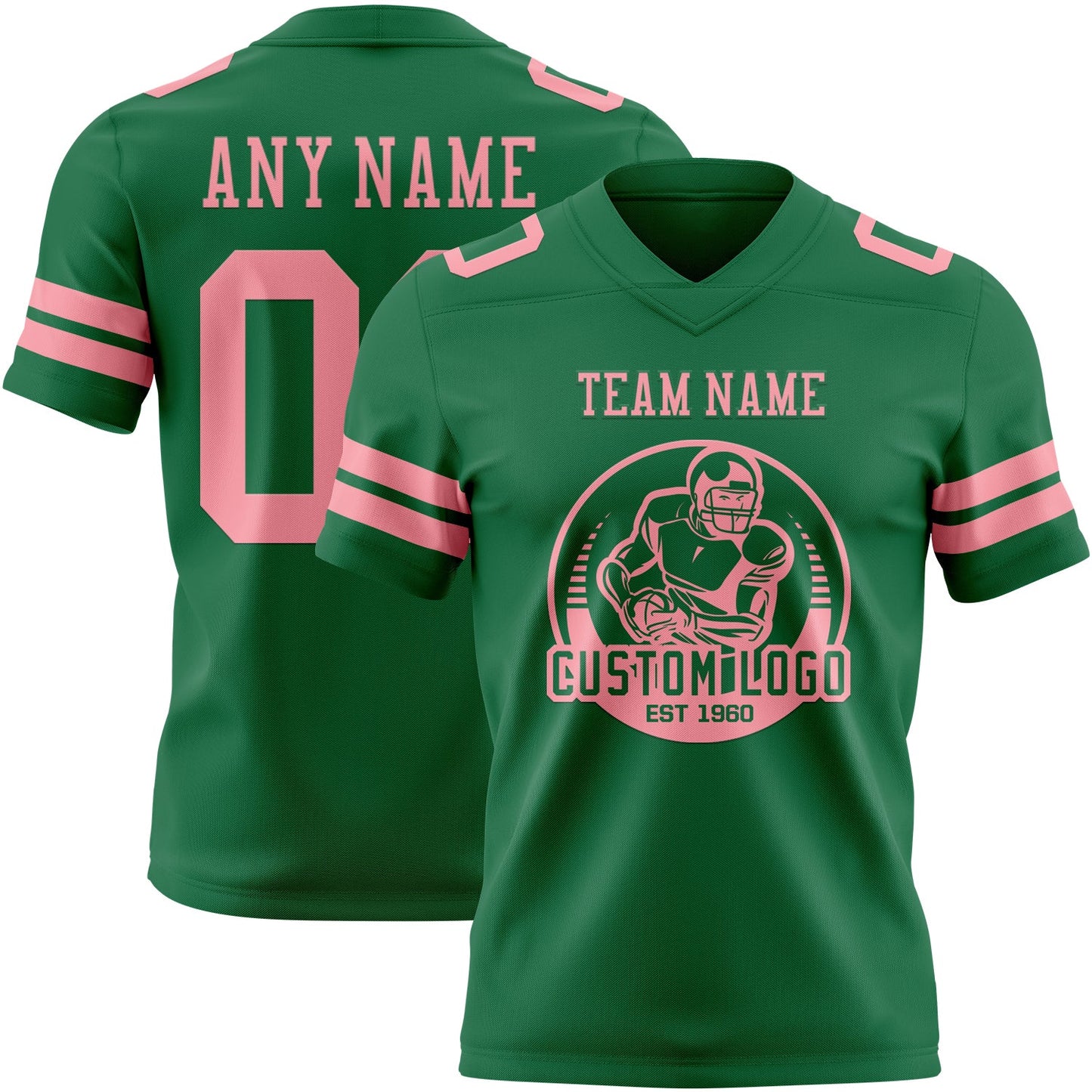 Custom Kelly Green Medium Pink Authentic Football Jersey view 2