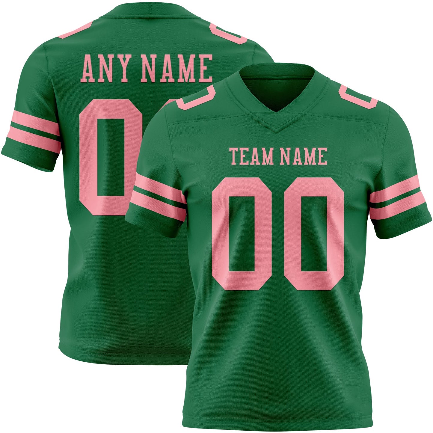 Custom Kelly Green Medium Pink Authentic Football Jersey - Main View