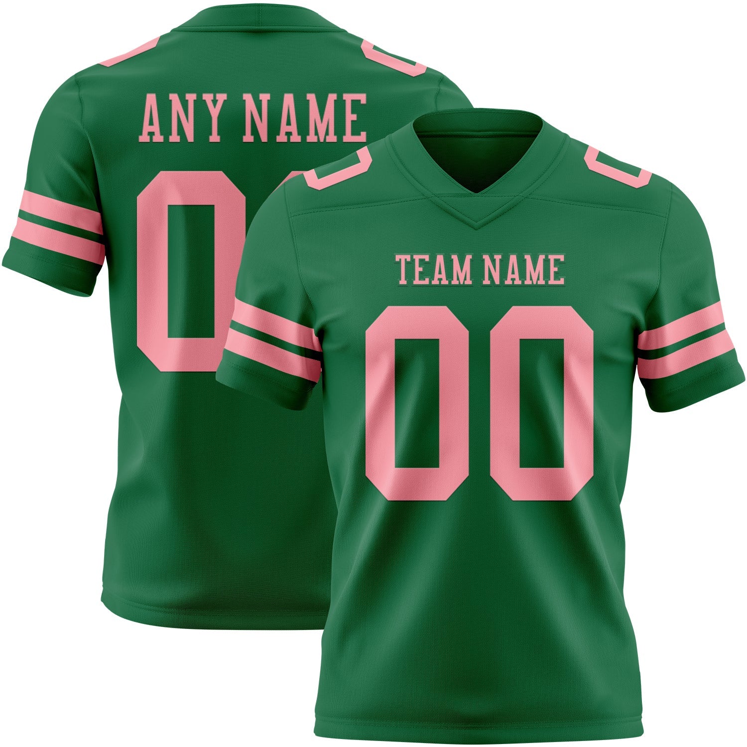 Custom Kelly Green Medium Pink Authentic Football Jersey - Main View
