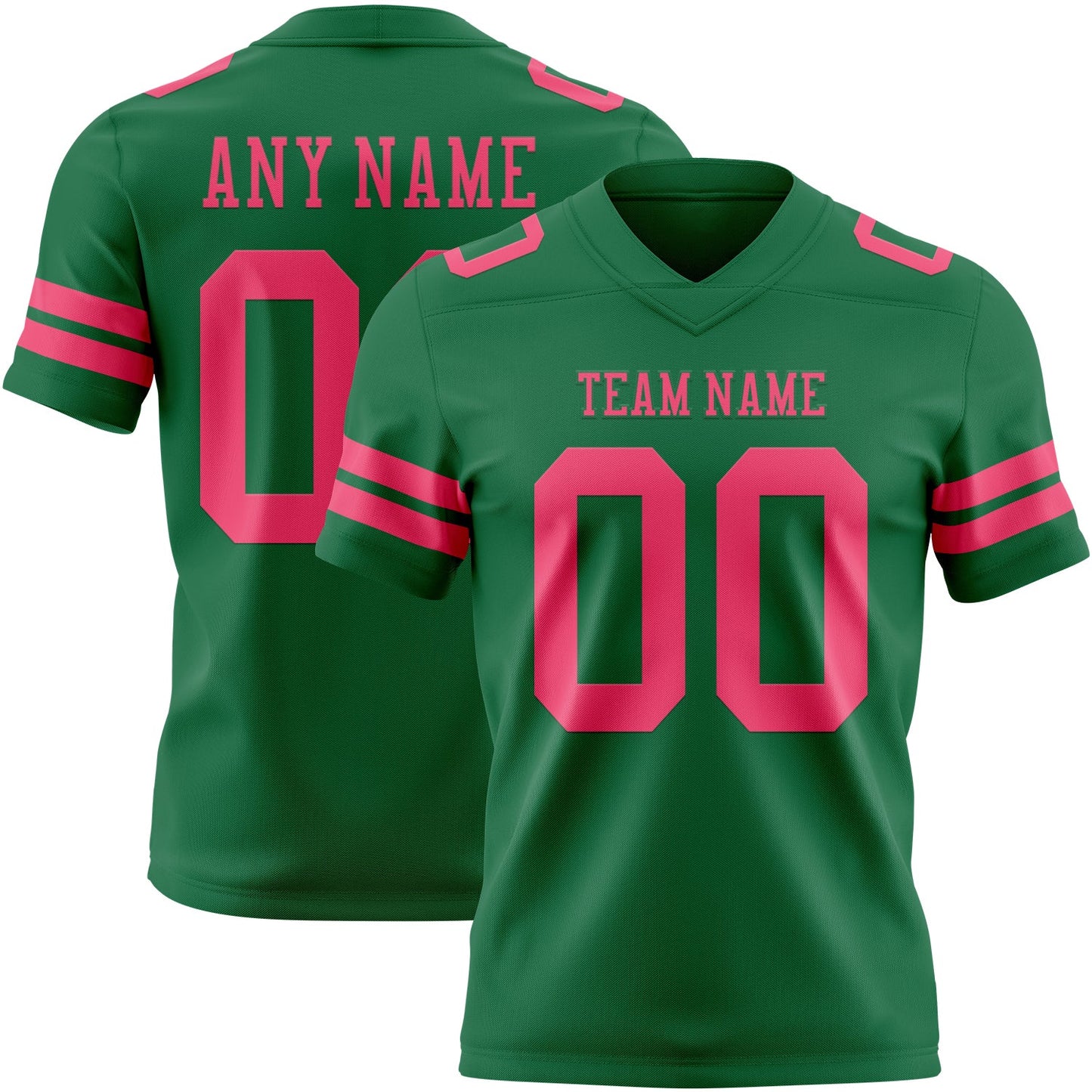 Custom Kelly Green Neon Pink Authentic Football Jersey - Main View
