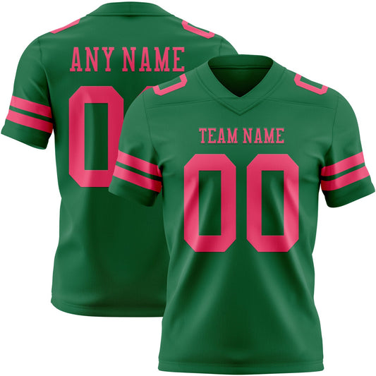 Custom Kelly Green Neon Pink Authentic Football Jersey - Main View