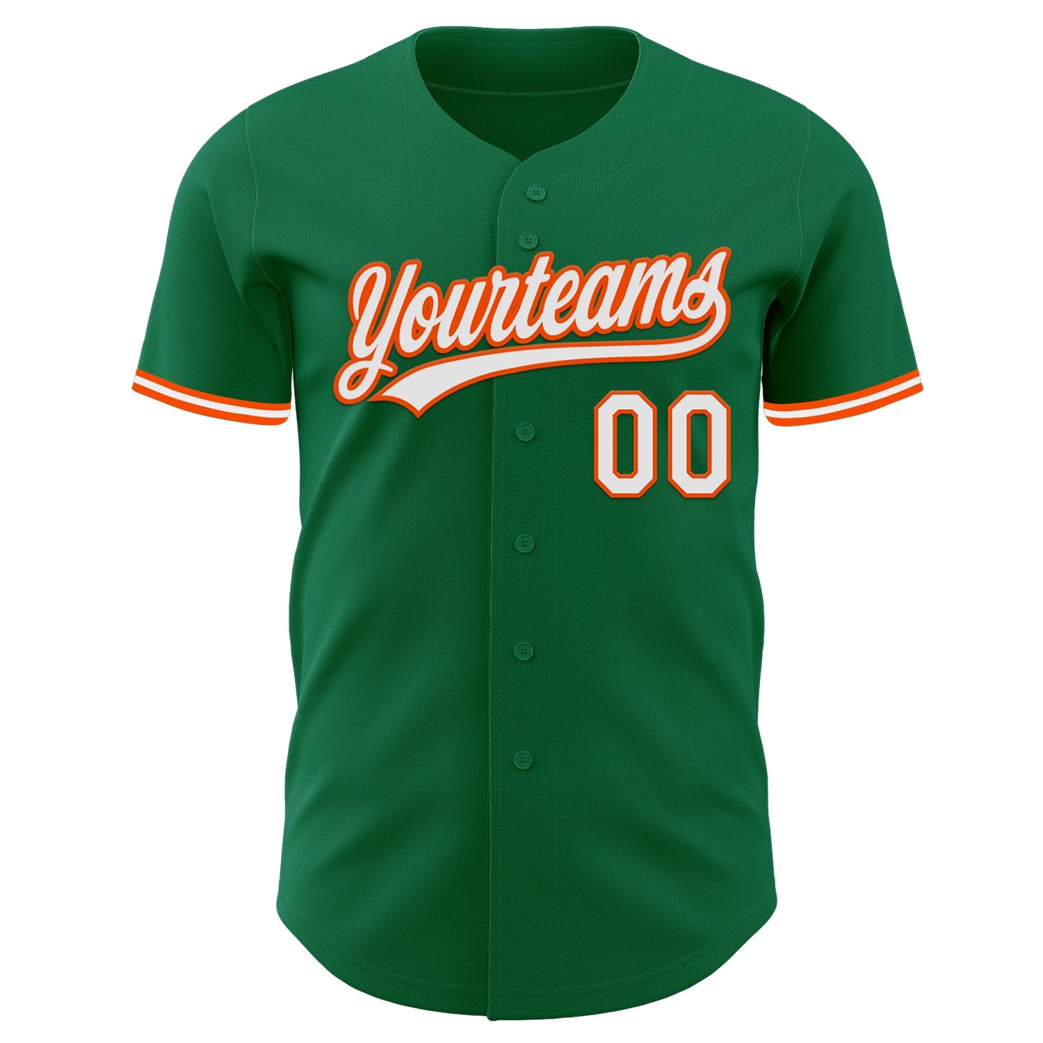 Custom Kelly Green White-Orange Authentic Baseball Jersey view 2