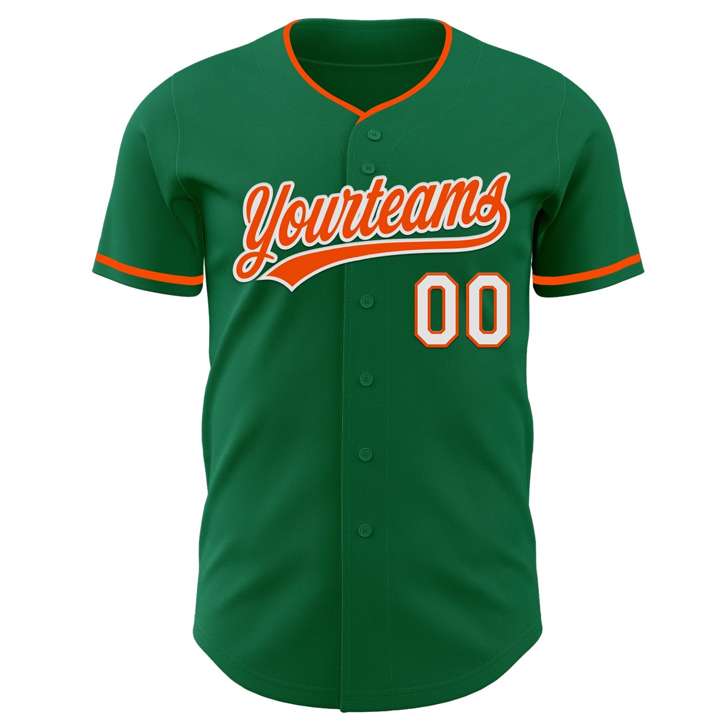 Custom Kelly Green Orange-White Authentic Baseball Jersey view 2