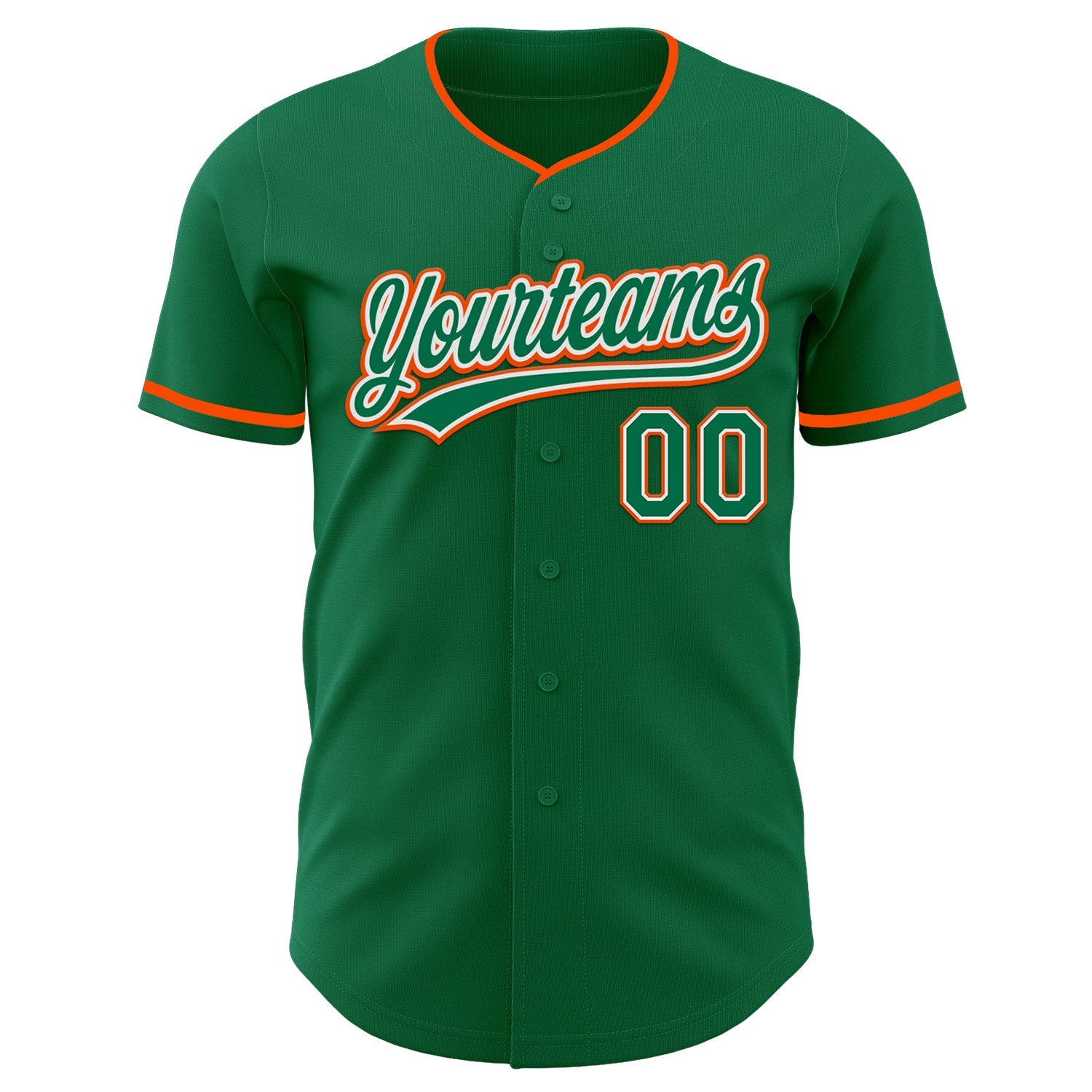 Custom Kelly Green White-Orange Authentic Baseball Jersey view 2