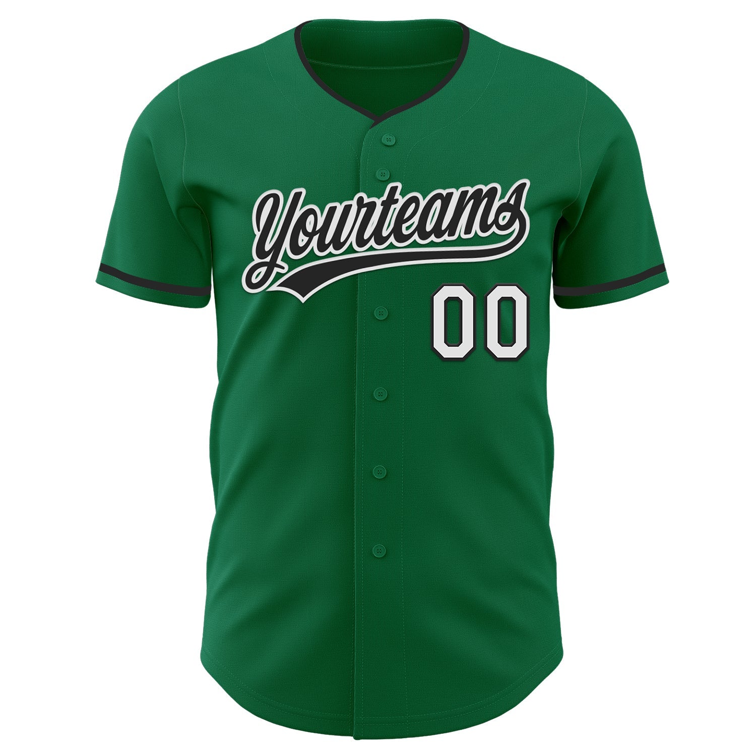 Custom Kelly Green Black-White Authentic Baseball Jersey view 2