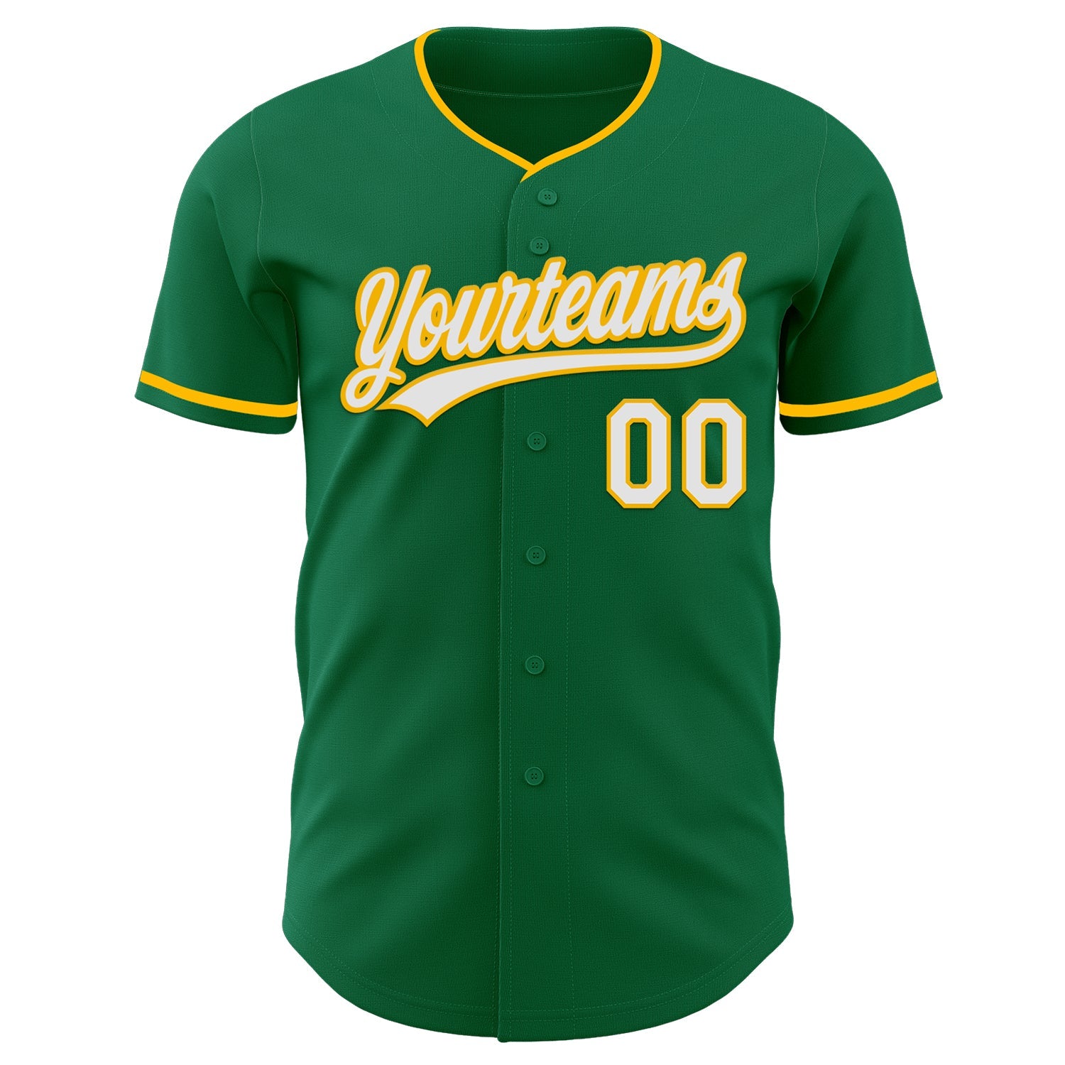 Custom Kelly Green White-Gold Authentic Baseball Jersey view 2